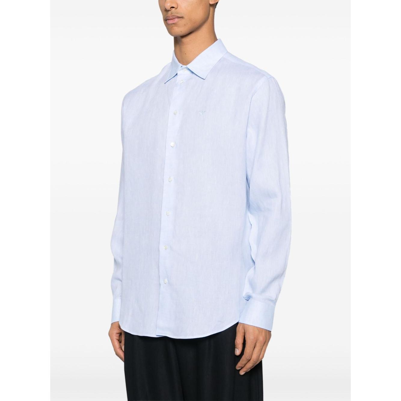 Emporio Armani logo-embroidered long-sleeve shirt Shirts Emporio Armani Lavender