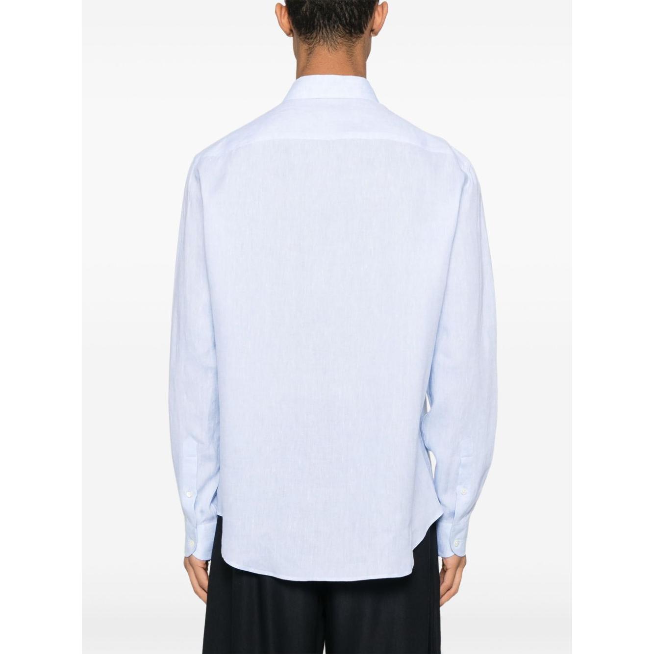 Emporio Armani logo-embroidered long-sleeve shirt Shirts Emporio Armani Lavender