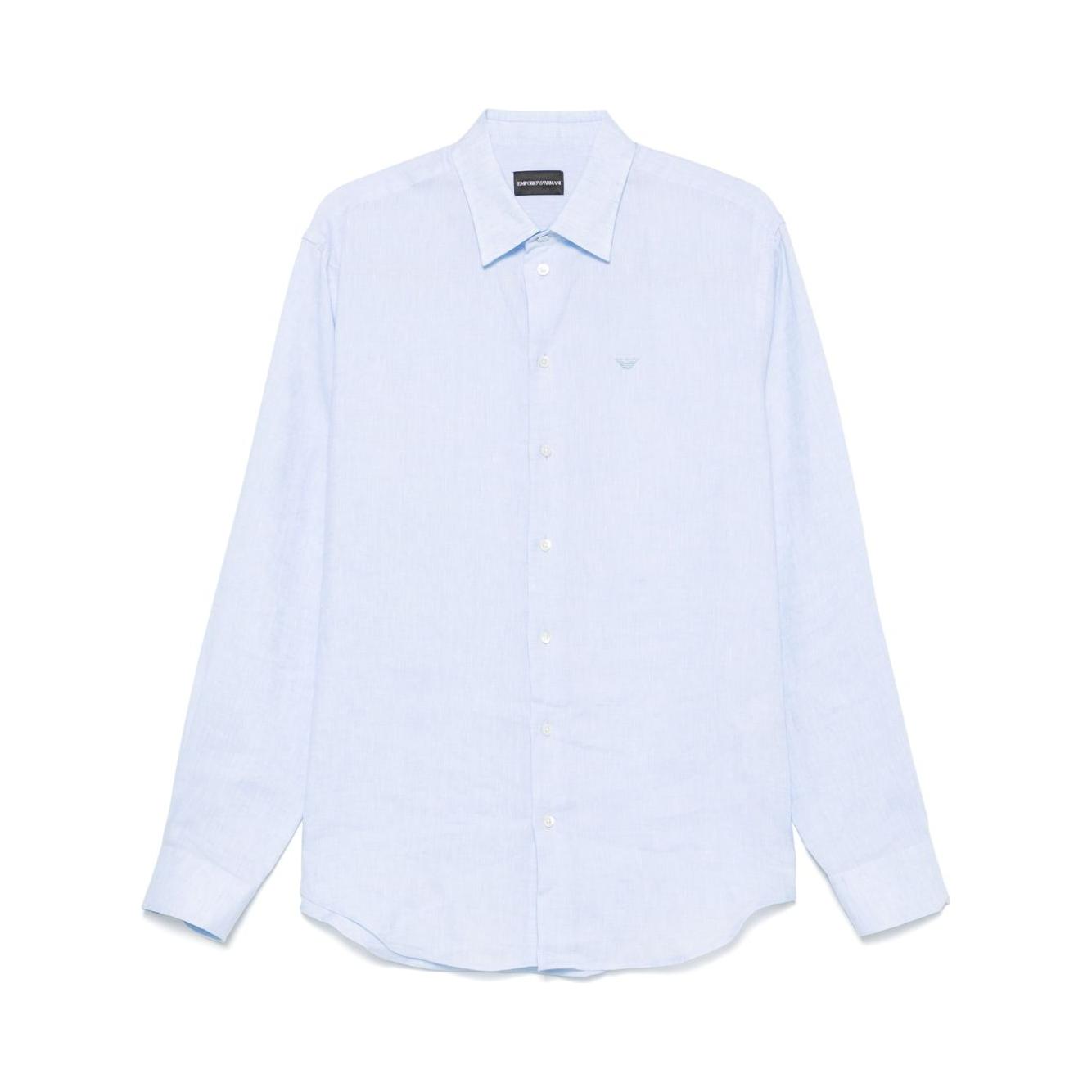 Emporio Armani logo-embroidered long-sleeve shirt Shirts Emporio Armani Lavender