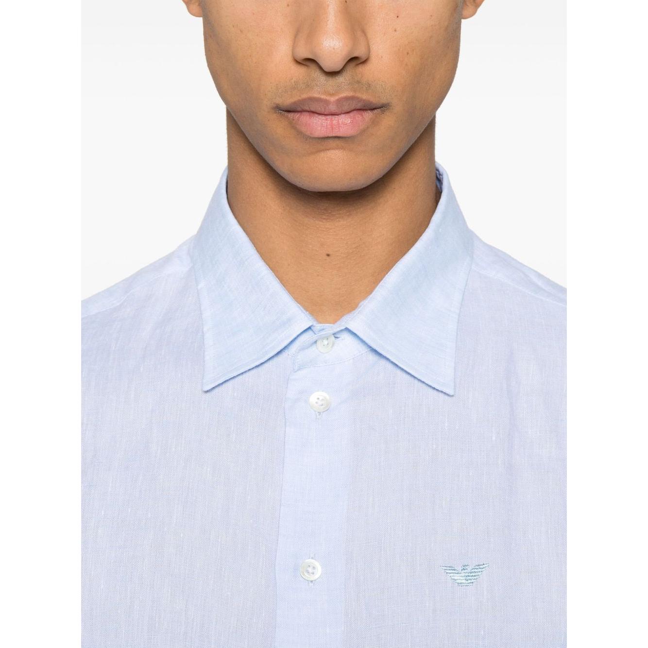 Emporio Armani logo-embroidered long-sleeve shirt Shirts Emporio Armani Lavender