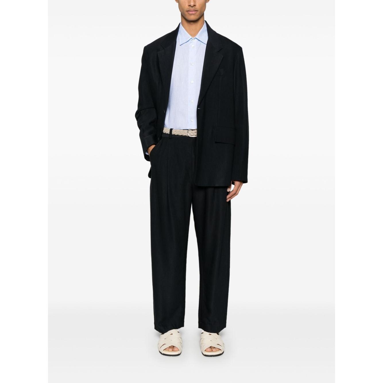 Emporio Armani logo-embroidered long-sleeve shirt Shirts Emporio Armani Black