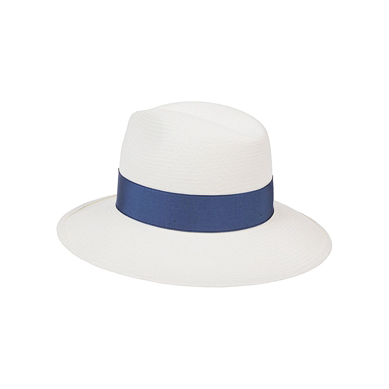 Borsalino Woman Straw Hat with Blue Belt Scarves Hats & Gloves Borsalino Beige