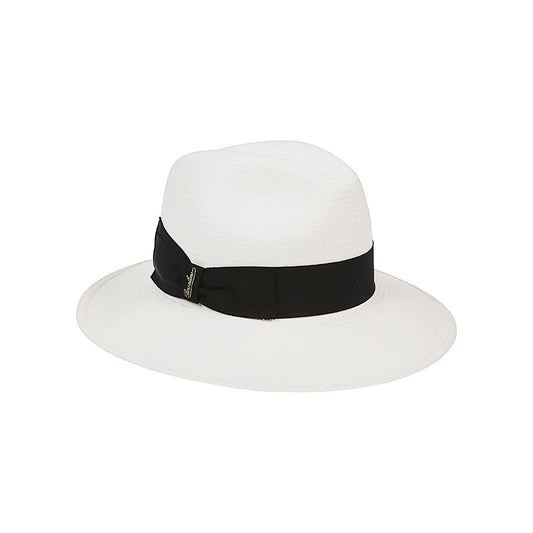 Borsalino Woman Staw Hat with Black Belt Scarves Hats & Gloves Borsalino Beige