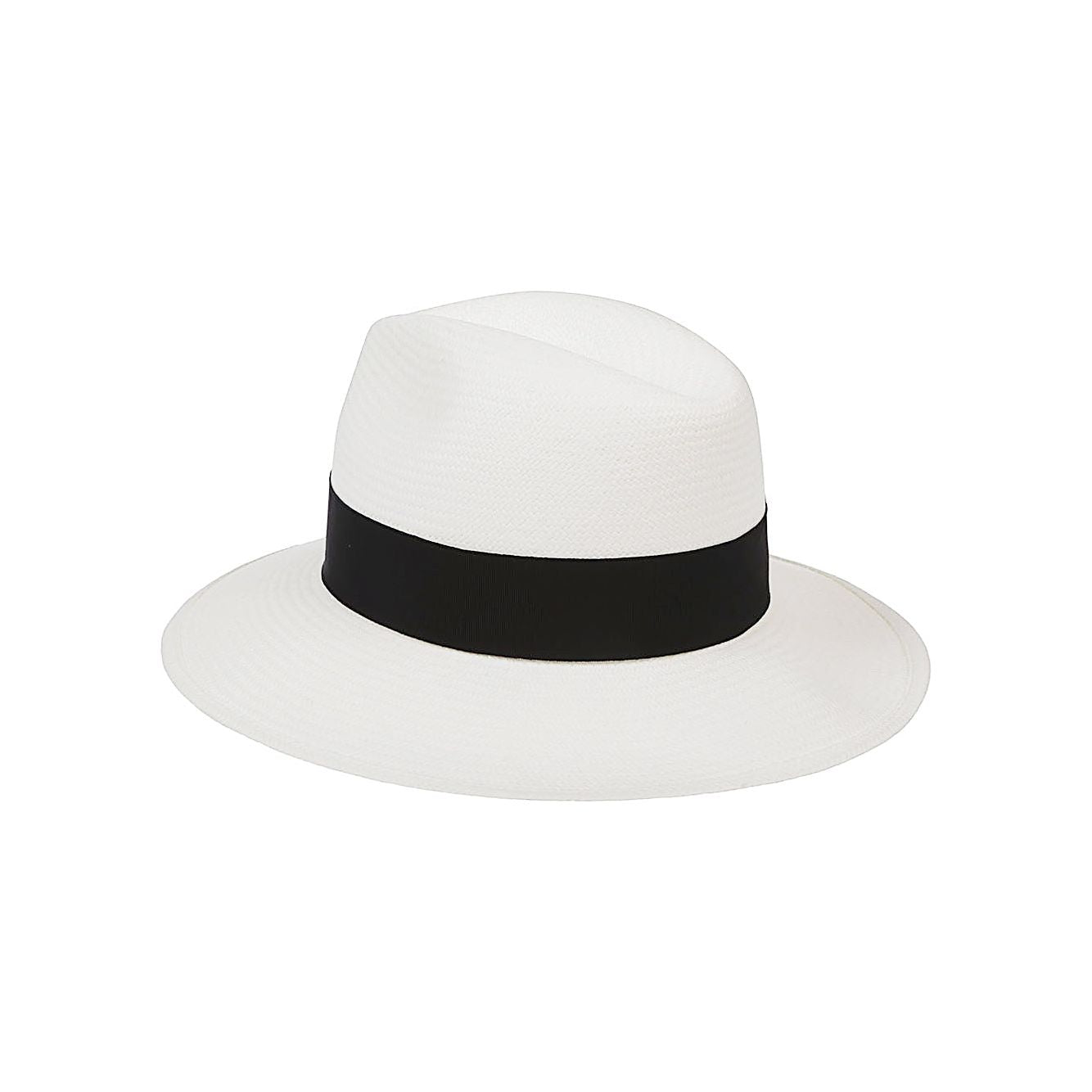 Borsalino Woman Staw Hat with Black Belt Scarves Hats & Gloves Borsalino Beige