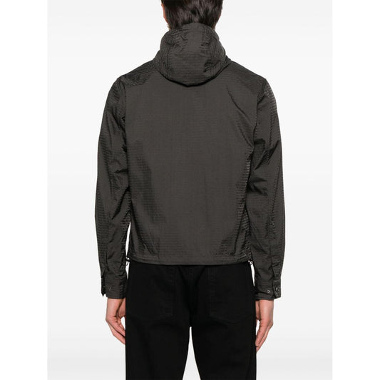Emporio Armani Blouson with internal nylon bib jacquard all-over lettering Jackets Emporio Armani Dark Slate Gray