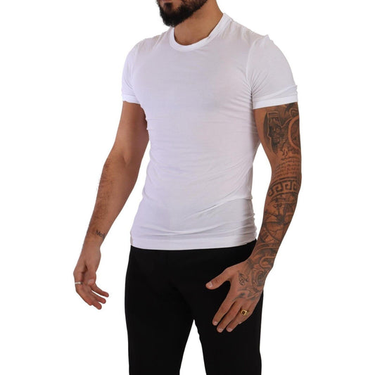 Dolce & Gabbana Elegant White Cotton Blend Round Neck Tee Dolce & Gabbana