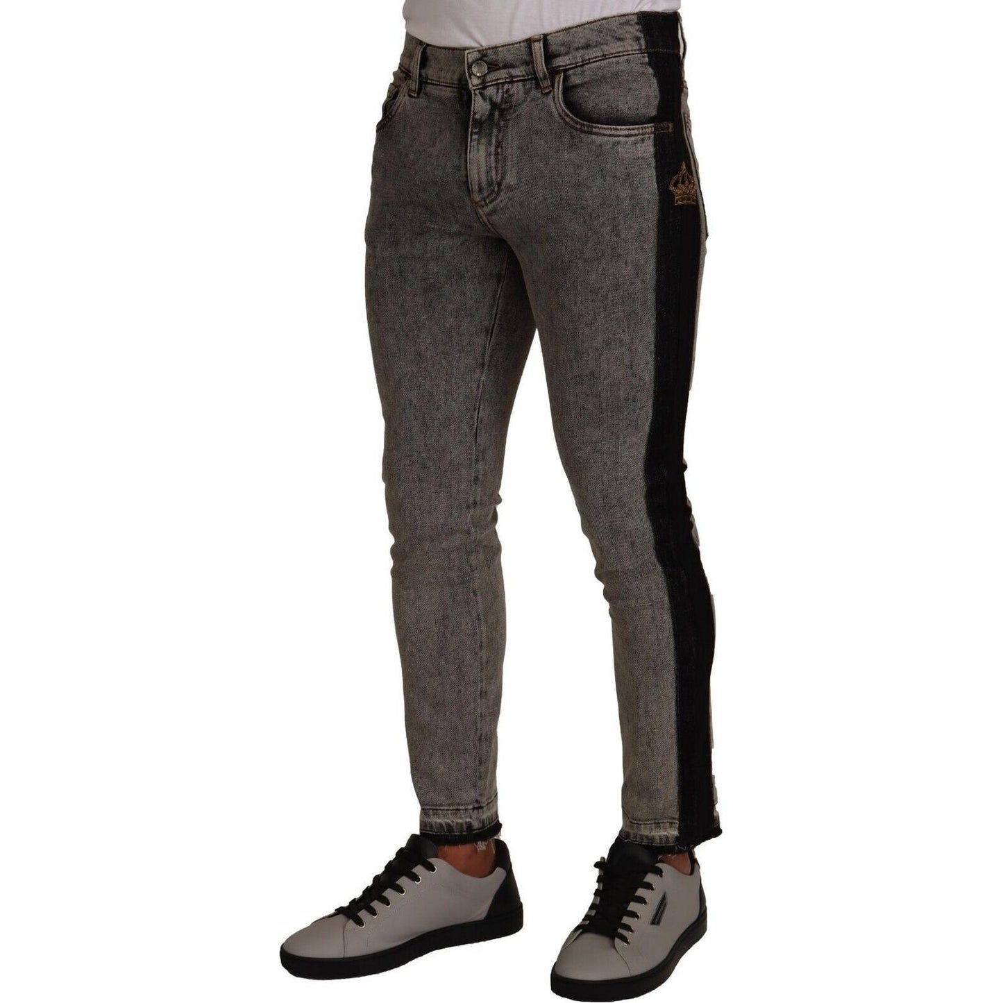 Dolce & Gabbana Chic Embellished Crown Skinny Jeans Dolce & Gabbana