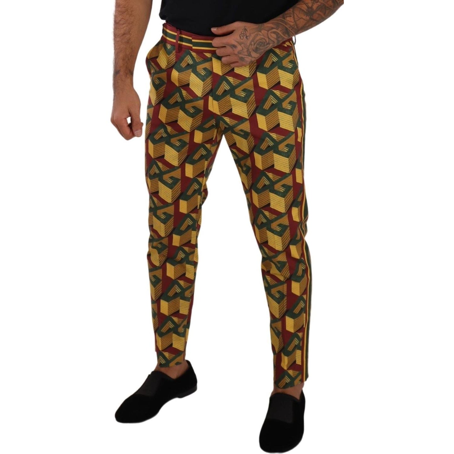 Dolce & Gabbana Multicolor Logo Mania Cotton Tapered Trouser Pants