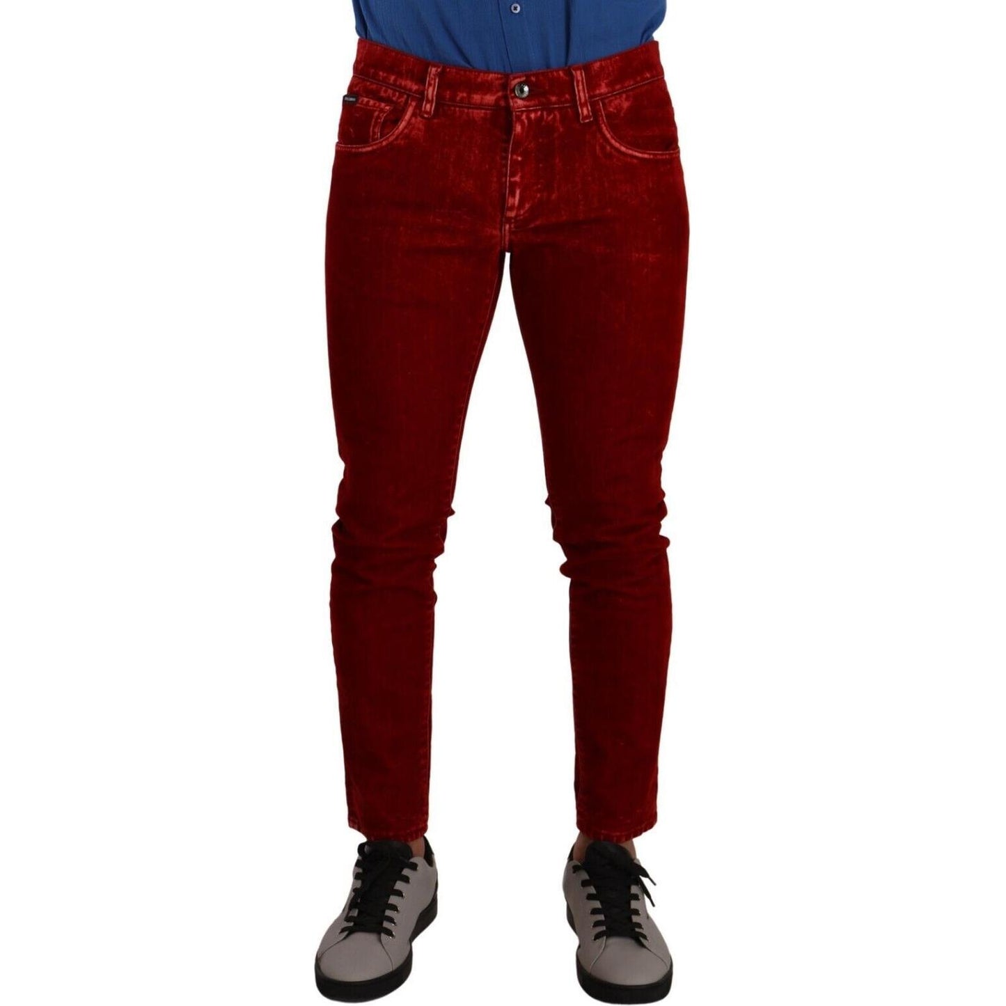 Dolce & Gabbana Ravishing Red Slim Fit Designer Jeans Dolce & Gabbana