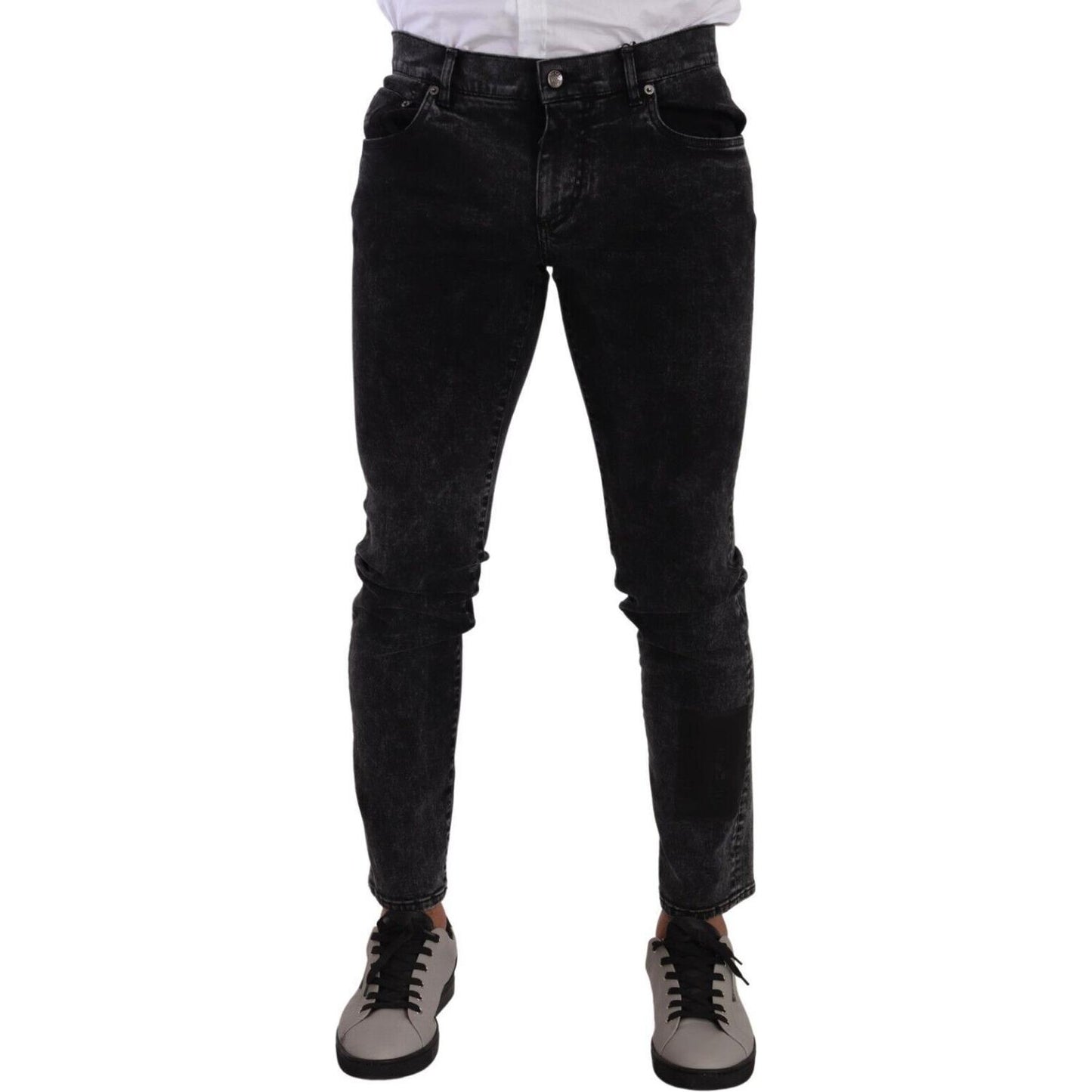 Dolce & Gabbana Sleek Slim-Fit Designer Jeans in Black Gray Dolce & Gabbana