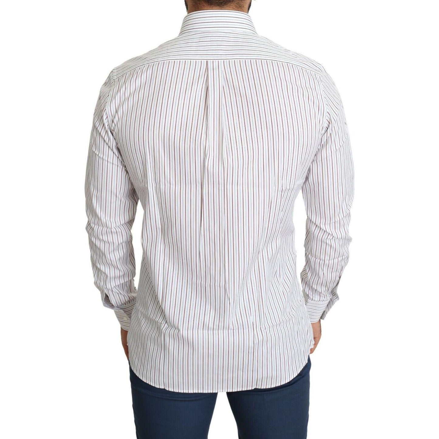 Dolce & Gabbana Elegant White Striped Cotton Dress Shirt Dolce & Gabbana