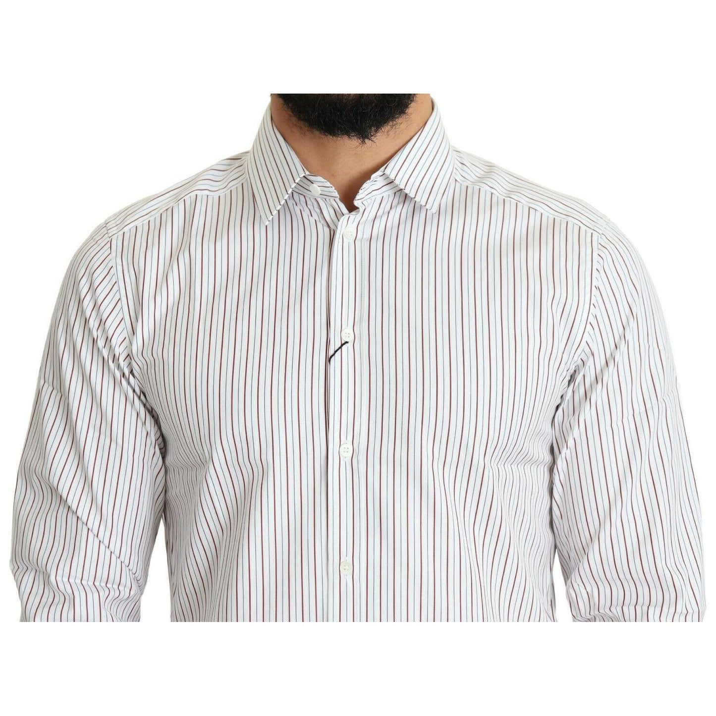 Dolce & Gabbana Elegant White Striped Cotton Dress Shirt Dolce & Gabbana