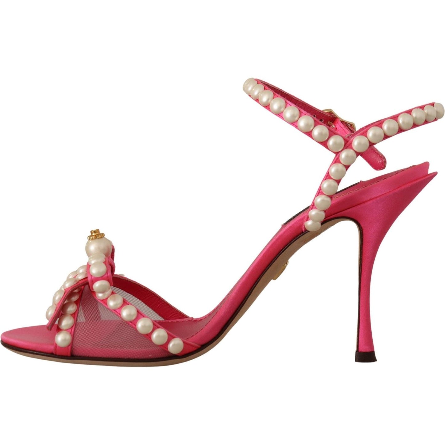 Dolce & Gabbana Elegant Pink Pearl Embellished Heels Sandals Dolce & Gabbana