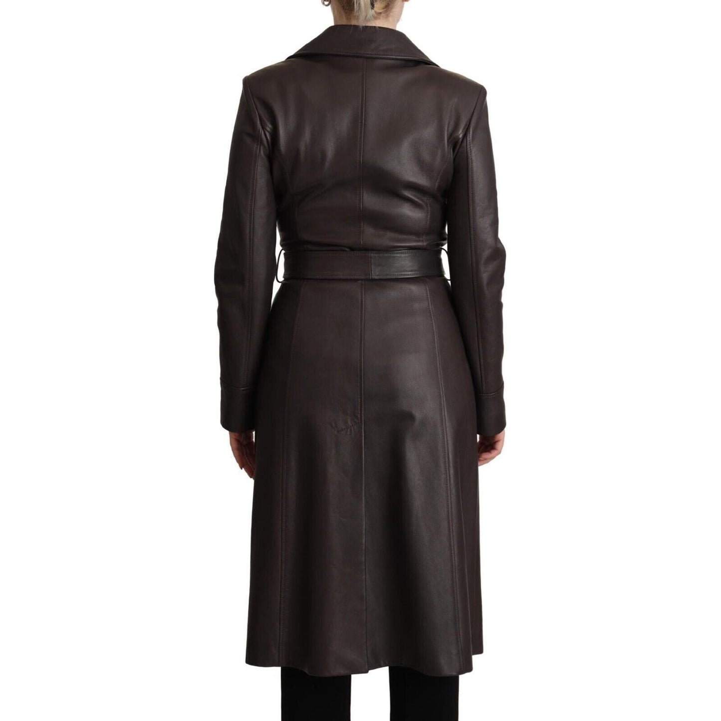 Dolce & Gabbana Elegant Double-Breasted Lambskin Leather Coat Dolce & Gabbana