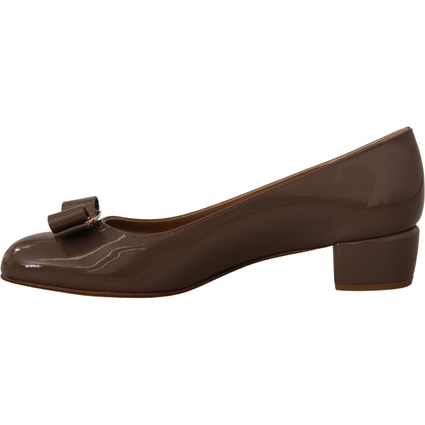 Salvatore Ferragamo Elegant Caraway Brown Pumps with Vara Bow WOMAN PUMPS Salvatore Ferragamo