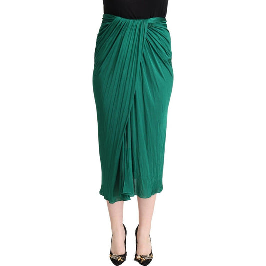 Dolce & Gabbana Dark Green High Waist Midi Pencil Cut Pleated Skirt 1728,67345645728,Clothing,Dolce & Gabbana,Green,IT36|XXS,IT38|XS,IT40|S,IT42|M,IT48|XXL,Material: 100% Viscose,Midi - Skirts - Clothing,New with tags,Skirts - Clothing,Skirts - Women - Cl