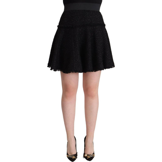 Dolce & Gabbana Black Knitted Nylon High Waist Mini A-line Skirt 1728,67345645728,Black,Clothing,Dolce & Gabbana,IT40|S,Material: 34% Nylon 34% Virgin Wool 17% Cotton 8% Acrylic 7% Viscose,Mini - Skirts - Clothing,New with tags,Skirts - Clothing,Skirts -