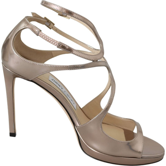 Jimmy Choo Ballet Pink Liquid Mirror Leather Sandals Jimmy Choo