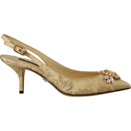 Dolce & Gabbana Gleaming Gold Crystal Slingback Heels Dolce & Gabbana