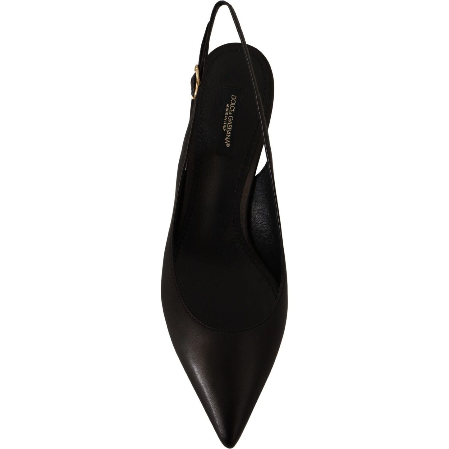 Dolce & Gabbana Elegant Black Leather Slingbacks Heels Dolce & Gabbana