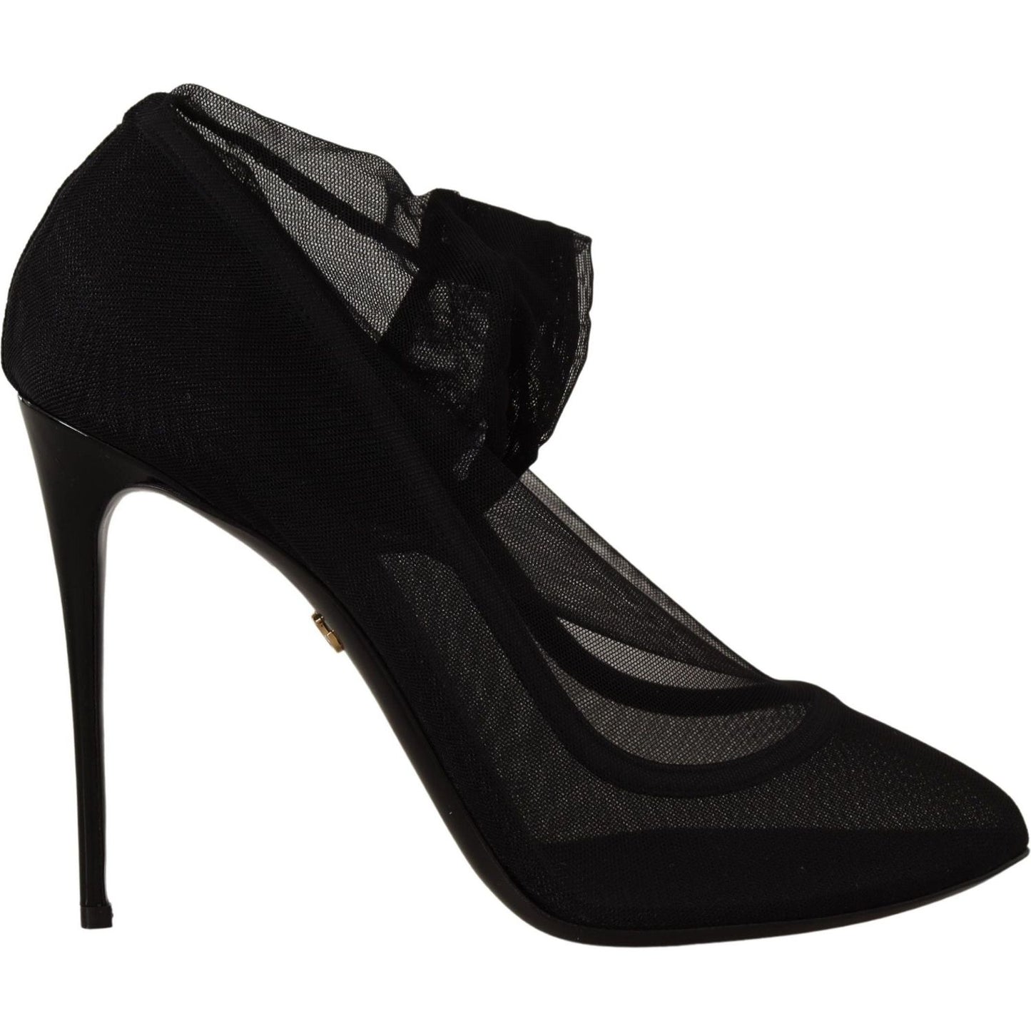 Dolce & Gabbana Black Tulle Stretch Boots Pumps Shoes