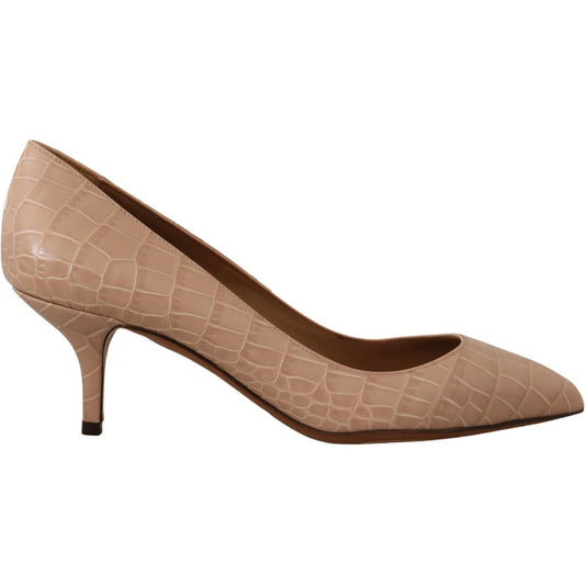 Dolce & Gabbana Beige Leather Pointed Heels Pumps Shoes 1728,67345645728,Beige,Dolce & Gabbana,EU36.5/US6,Material: 100% Leather,Mid Heel - Pumps - Shoes,New with tags,Pumps - Shoes,Pumps - Women - Shoes,Shoes,Women,Women - Shoes