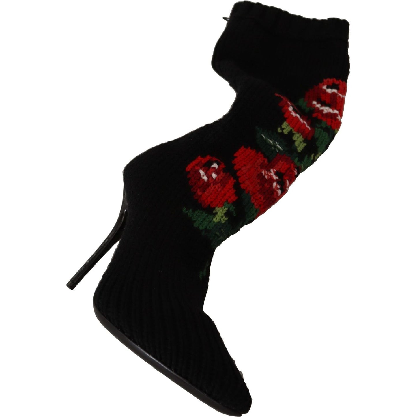 Dolce & Gabbana Elegant Sock Boots with Red Roses Detail Dolce & Gabbana