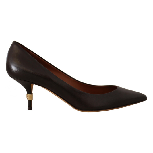 Dolce & Gabbana Elegant Brown Leather Heels Pumps Dolce & Gabbana