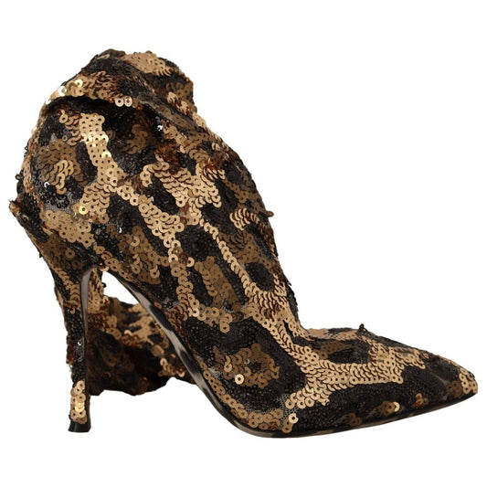 Dolce & Gabbana Elegant Leopard Sequin Knee-High Boots Dolce & Gabbana