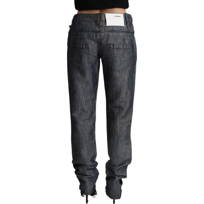 Acht Dark Gray Ramie Mid Wide Waist Straight Denim Jeans