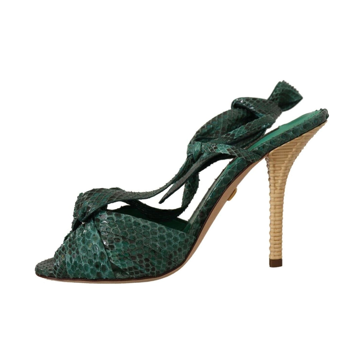 Dolce & Gabbana Emerald Exotic Leather Heeled Sandals Dolce & Gabbana