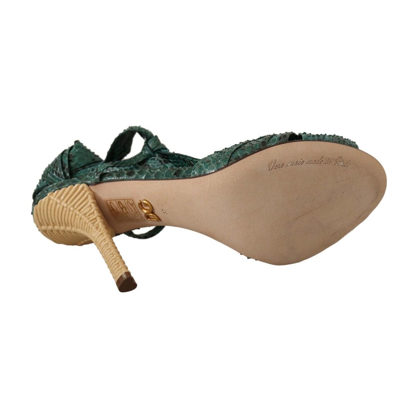 Dolce & Gabbana Emerald Exotic Leather Heeled Sandals Dolce & Gabbana