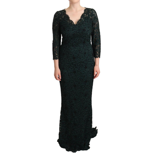 Dolce & Gabbana Elegant Lace Floor-Length V-Neck Dress Dolce & Gabbana