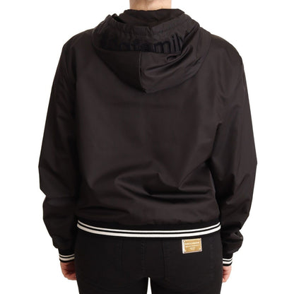 Dolce & Gabbana Black Polyester Hooded Bomber Full Zip Jacket 1728,67345645728,Black,Bombers - Jackets & Coats - Clothing,Clothing,Dolce & Gabbana,IT40|S,IT46|XL,Jackets & Coats - Clothing,Jackets & Coats - Women - Clothing,Material: 100% Polyester,New wi