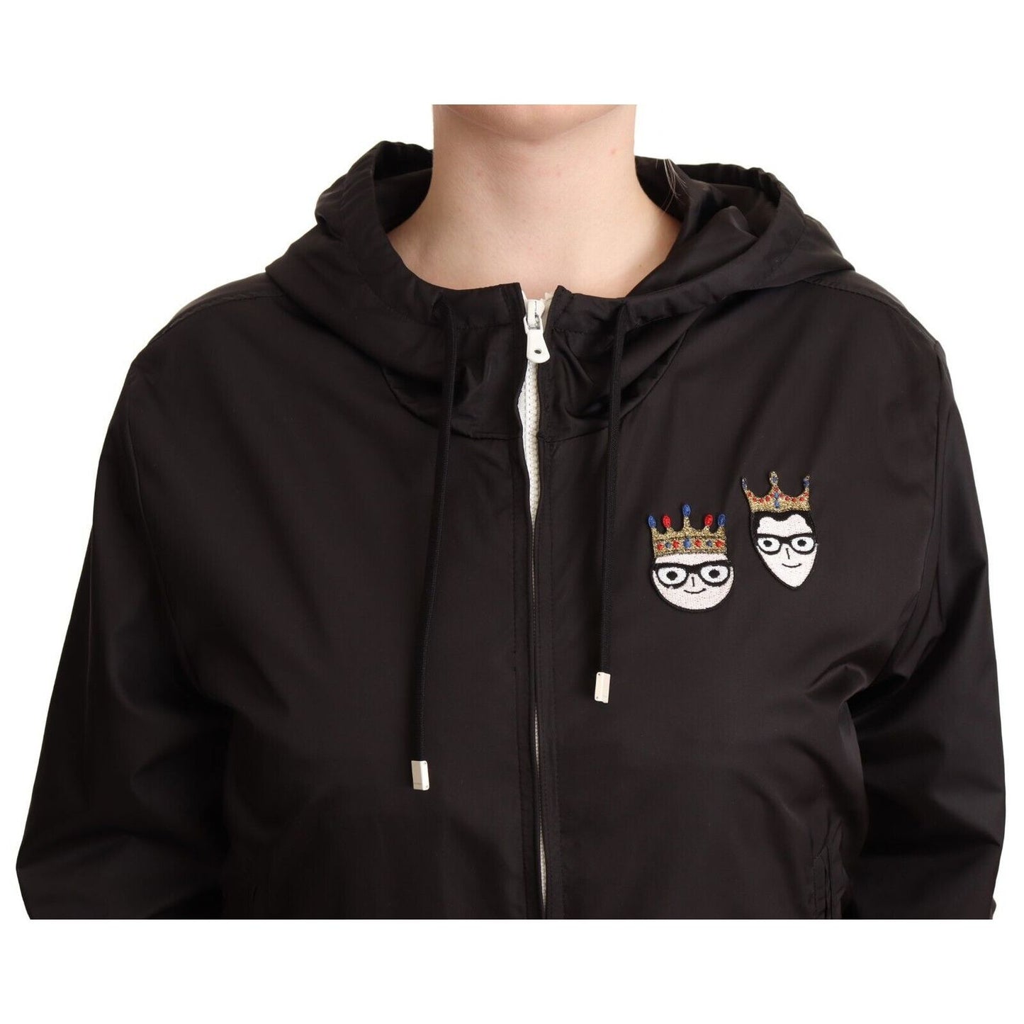 Dolce & Gabbana Black Polyester Hooded Bomber Full Zip Jacket 1728,67345645728,Black,Bombers - Jackets & Coats - Clothing,Clothing,Dolce & Gabbana,IT40|S,IT46|XL,Jackets & Coats - Clothing,Jackets & Coats - Women - Clothing,Material: 100% Polyester,New wi