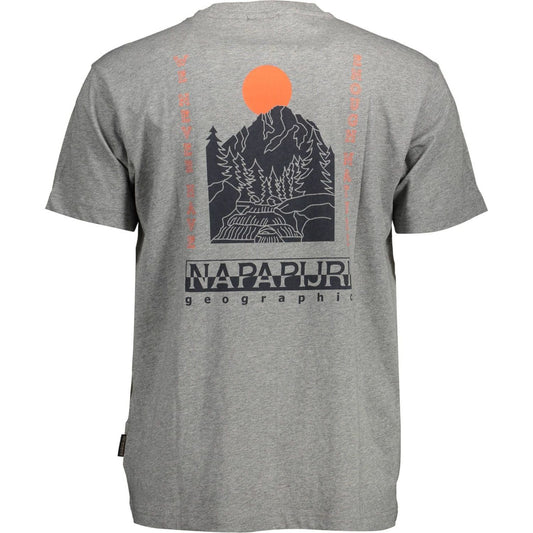 Napapijri Gray Cotton Men T-Shirt Napapijri