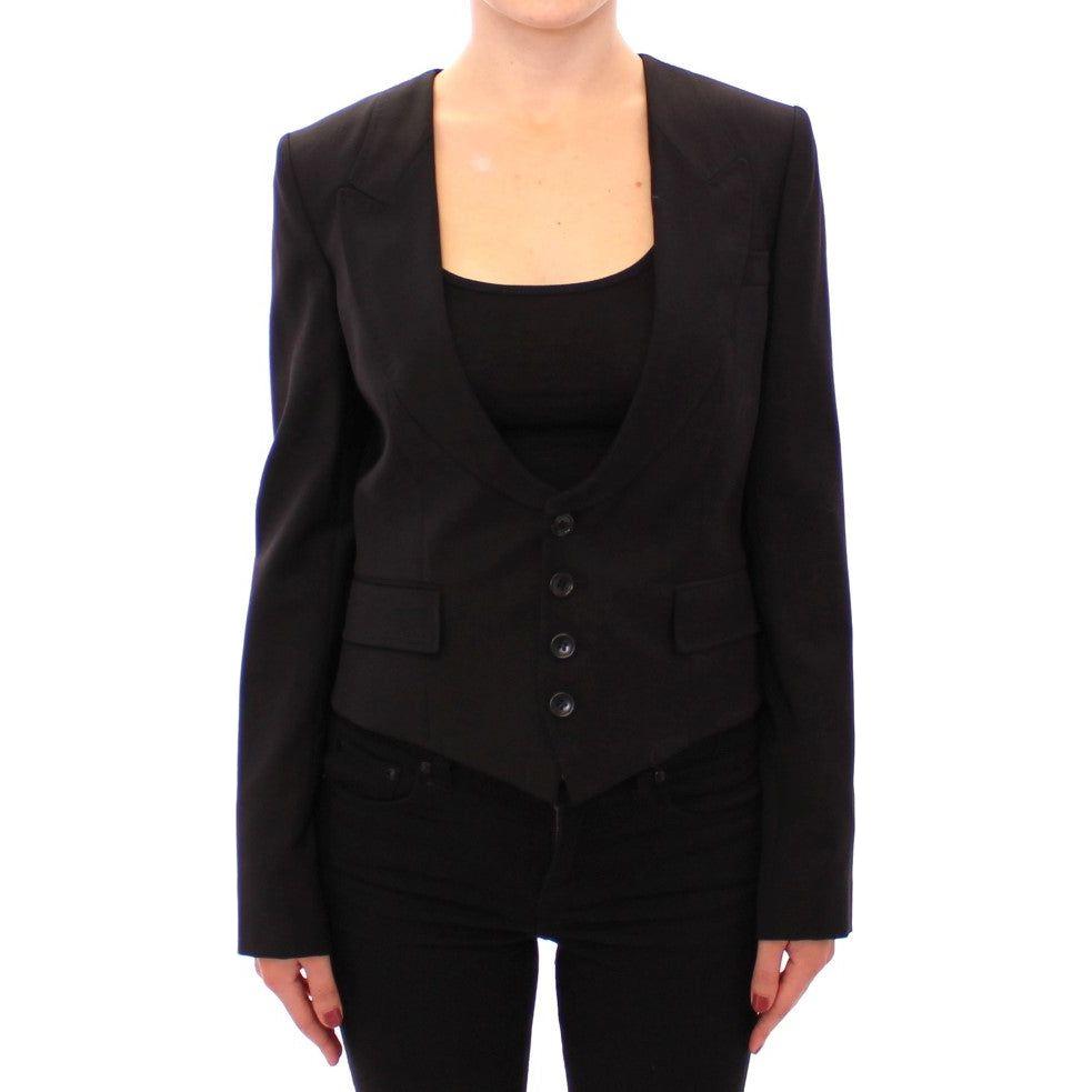 Dolce & Gabbana Black Silk Scarf Back Blazer Jacket 1% elastane,1728,40% silk,67345645728,Black,Blazers - Suits & Blazers - Clothing,Clothing,Dolce & Gabbana,IT40|S,Jackets & Coats - Clothing,Material: 59% wool,New with tags,Suits & Blazers - Clothing,Sui