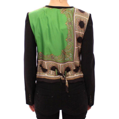 Dolce & Gabbana Black Silk Scarf Back Blazer Jacket 1% elastane,1728,40% silk,67345645728,Black,Blazers - Suits & Blazers - Clothing,Clothing,Dolce & Gabbana,IT40|S,Jackets & Coats - Clothing,Material: 59% wool,New with tags,Suits & Blazers - Clothing,Sui