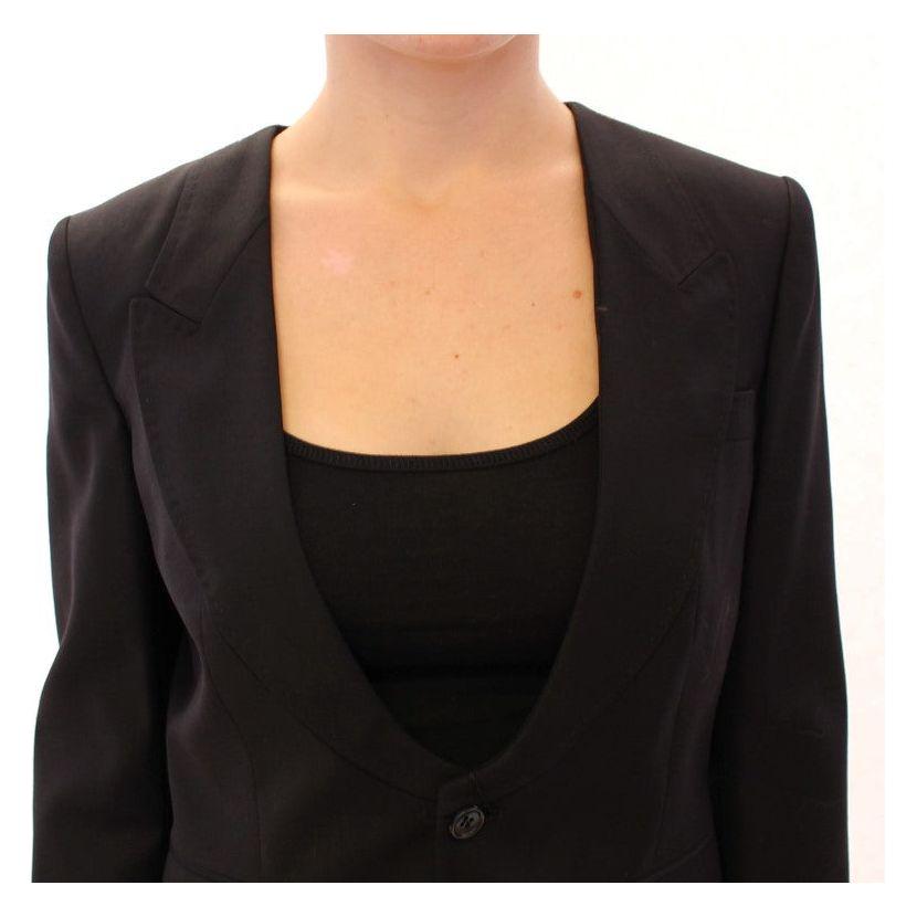 Dolce & Gabbana Elegant Silk-Blend Black Blazer with Scarf Back Detail Blazer jacket Dolce & Gabbana