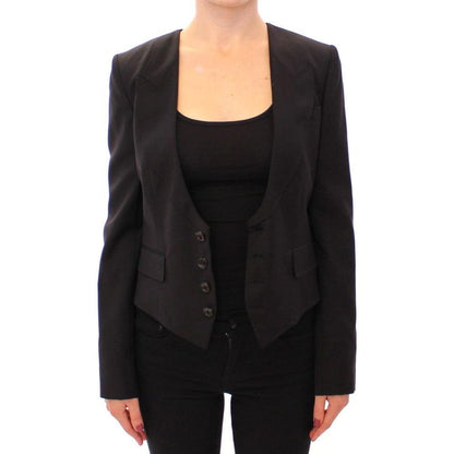 Dolce & Gabbana Black Silk Scarf Back Blazer Jacket 1% elastane,1728,40% silk,67345645728,Black,Blazers - Suits & Blazers - Clothing,Clothing,Dolce & Gabbana,IT40|S,Jackets & Coats - Clothing,Material: 59% wool,New with tags,Suits & Blazers - Clothing,Sui