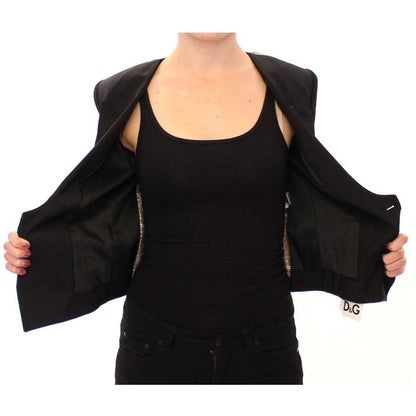 Dolce & Gabbana Black Silk Scarf Back Blazer Jacket 1% elastane,1728,40% silk,67345645728,Black,Blazers - Suits & Blazers - Clothing,Clothing,Dolce & Gabbana,IT40|S,Jackets & Coats - Clothing,Material: 59% wool,New with tags,Suits & Blazers - Clothing,Sui