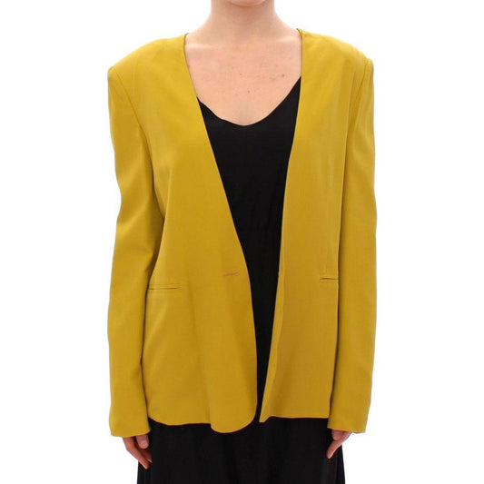 Lamberto Petri Elegant Mustard Silk Blend Jacket Blazer Jacket Lamberto Petri