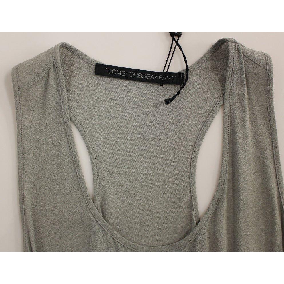Comeforbreakfast Gray Viscose Tank Top Shirt Blouse