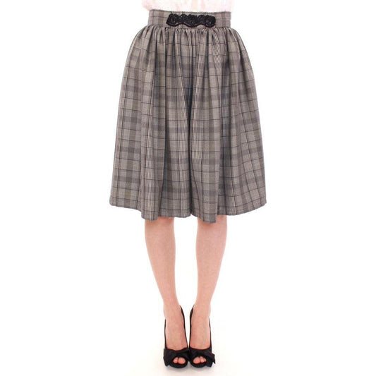 NOEMI ALEMÁN Gray Checkered Wool Shorts Skirt