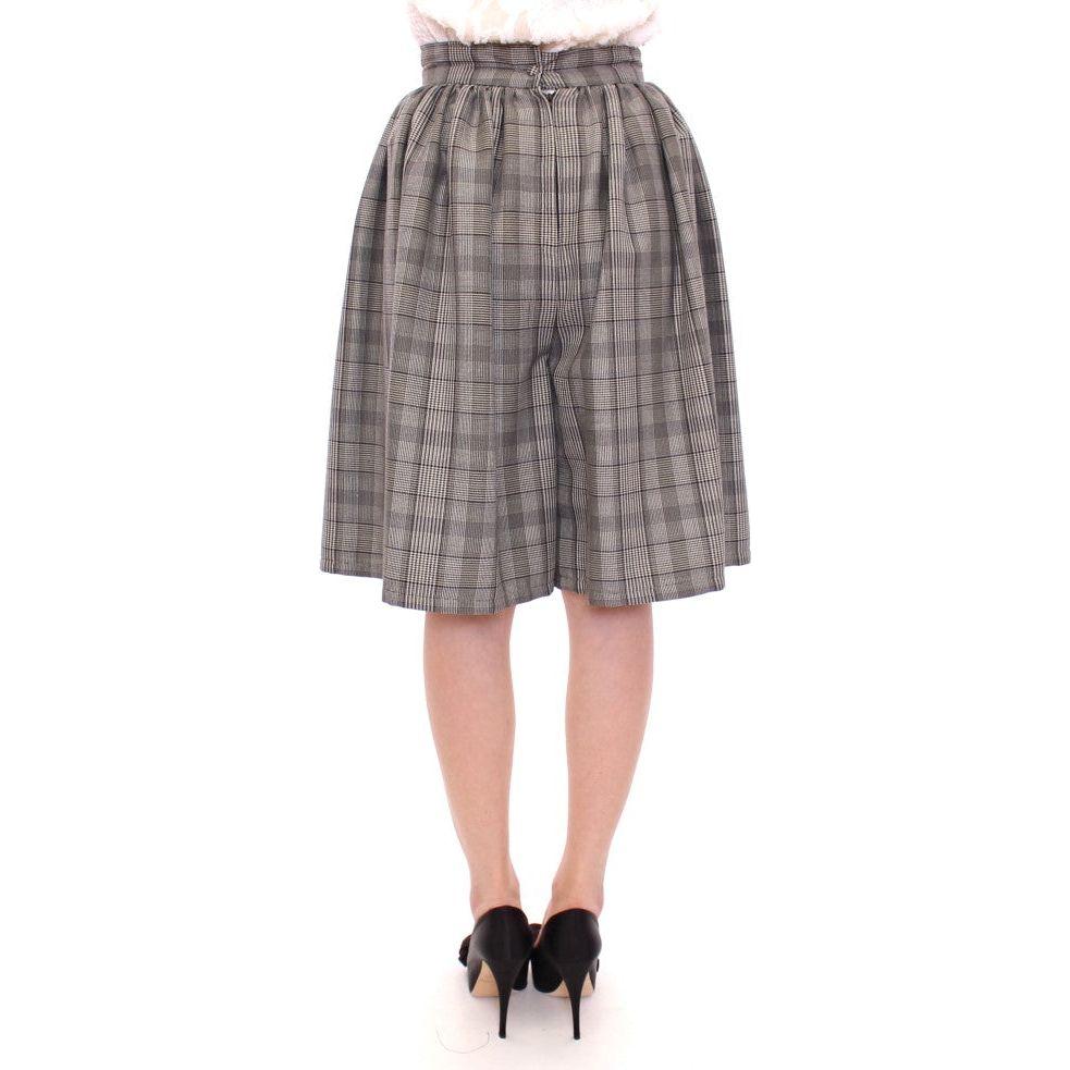 NOEMI ALEMÁN Gray Checkered Wool Shorts Skirt