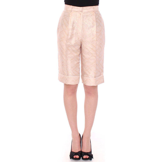 Zeyneptosun Exclusive Beige Brocade Above Knee Shorts Zeyneptosun