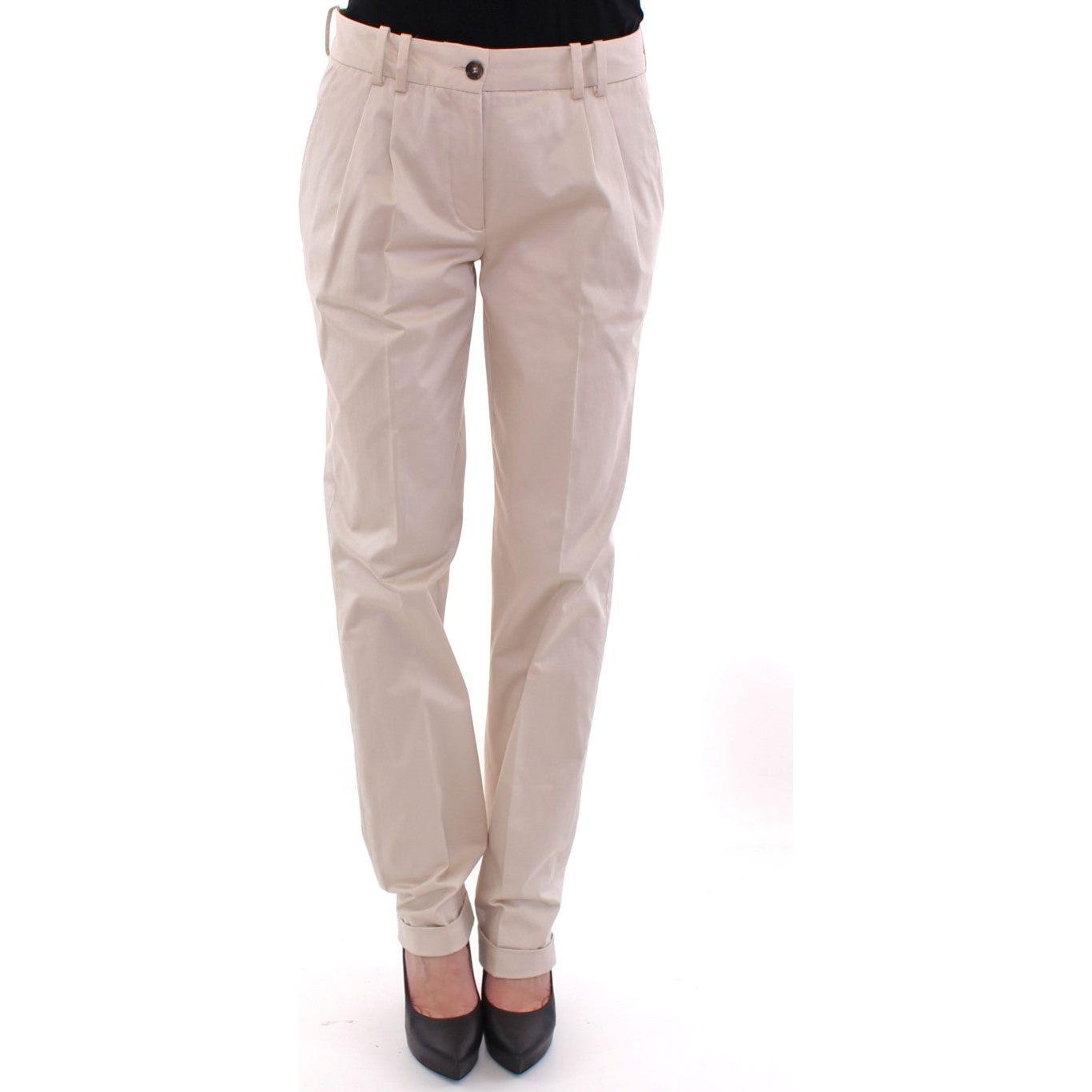 Dolce & Gabbana Elegant Beige Regular Fit Cotton Pants Jeans & Pants Dolce & Gabbana