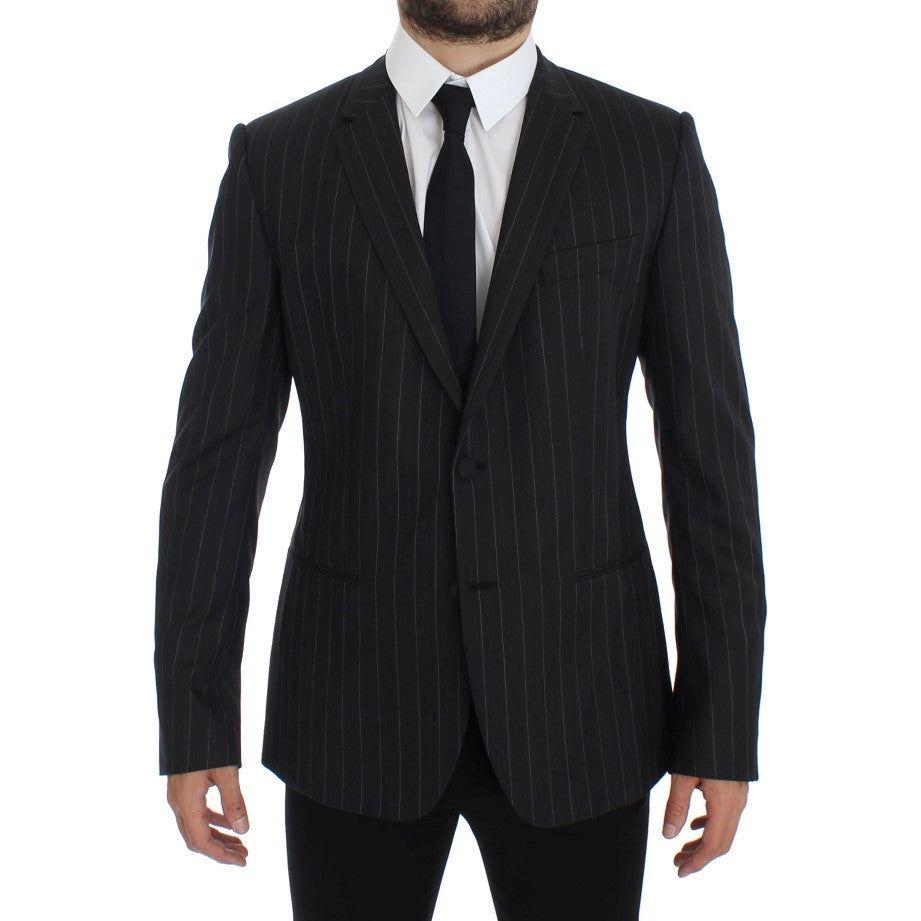 Dolce & Gabbana Gray Striped Slim Fit Wool Blazer