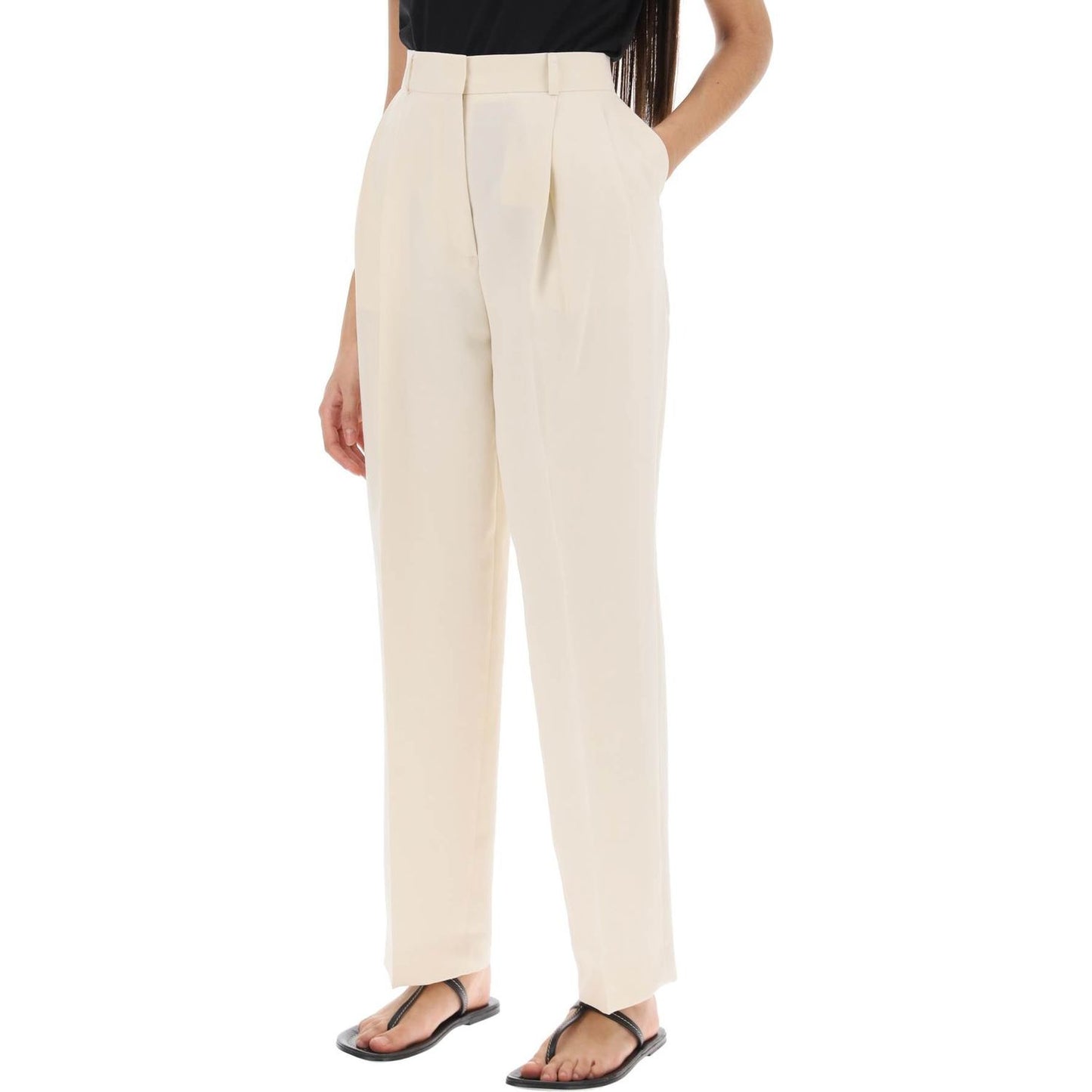 Toteme double-pleated viscose trousers Trousers Toteme