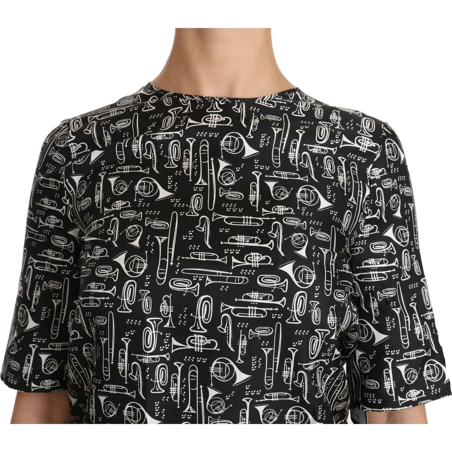 Dolce & Gabbana Exquisite Trumpet Print Silk Blouse Dolce & Gabbana